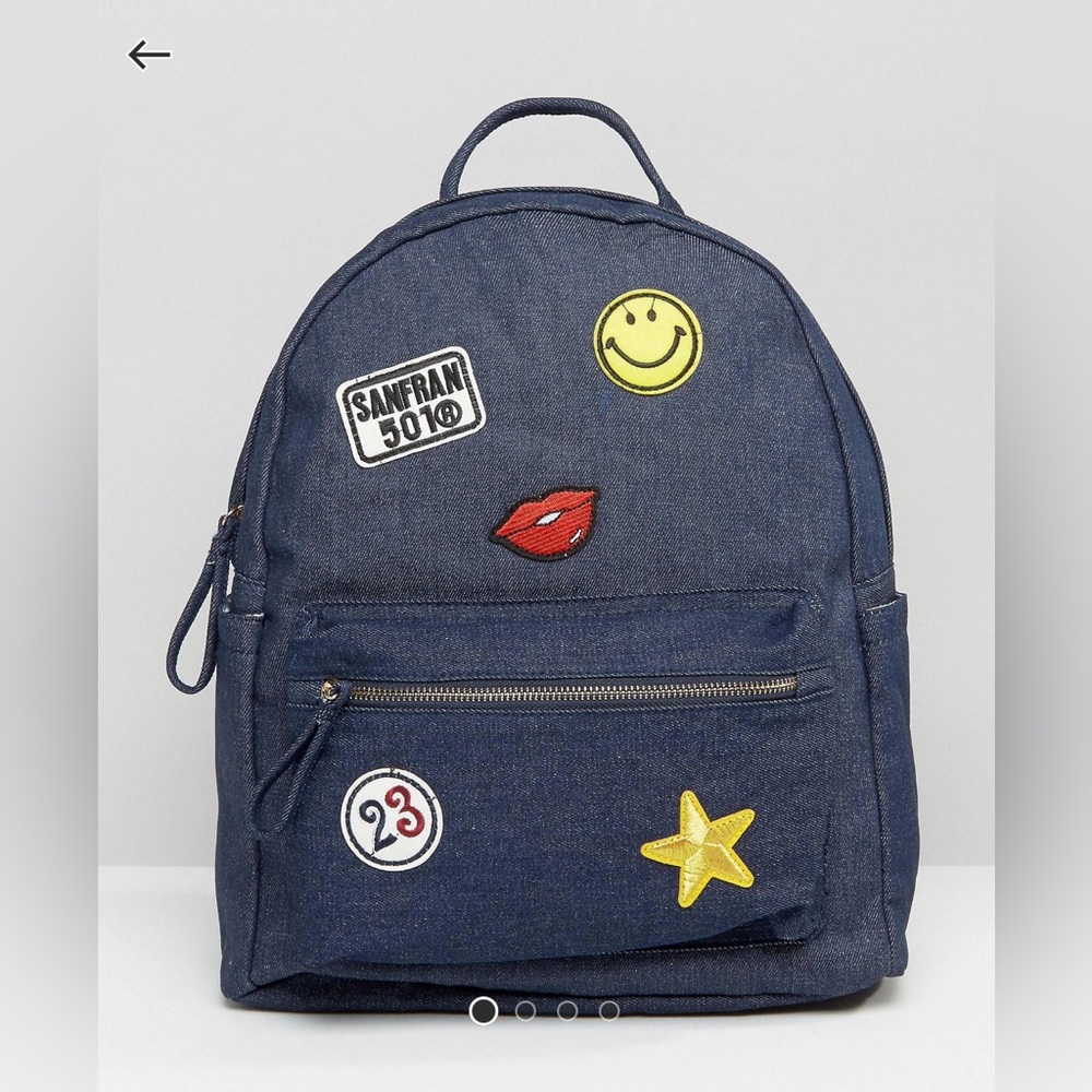 Yoki Denim backpack with patches from ASOS